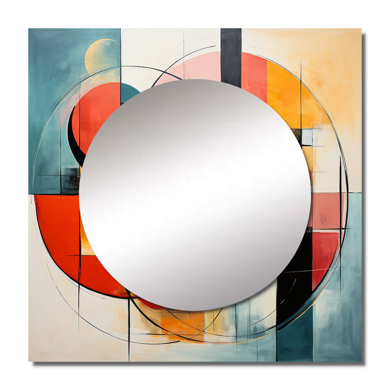 Reanetta - Miroir carré abstrait pour décoration murale, 23 po x 23 po