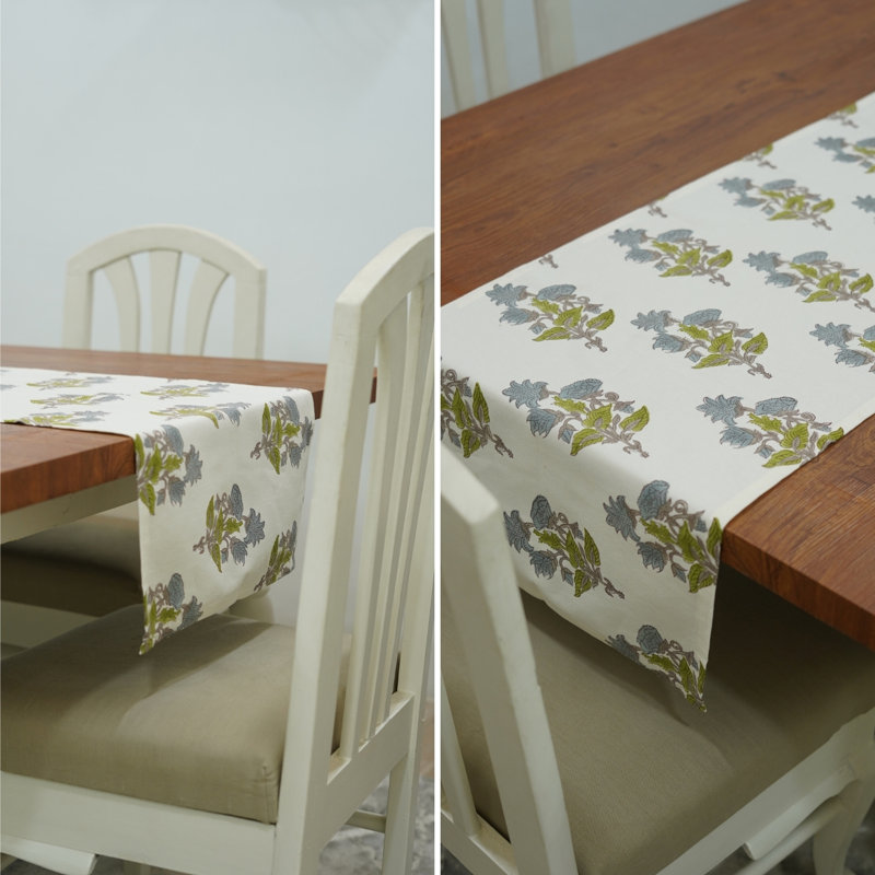 Handmade table runner, Elegant table runner, Abhishek, Green, 11" Rectangle