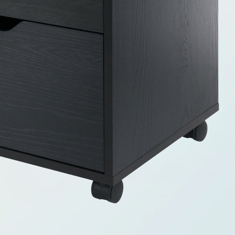 Peres Black Mobile Storage Cabinet with Bins & Drawers, 26.1'' H X 18.99'' W X 15.79'' D, Black