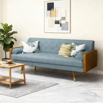 Aidan Mid Century Modern Tufted Fabric Sofa
