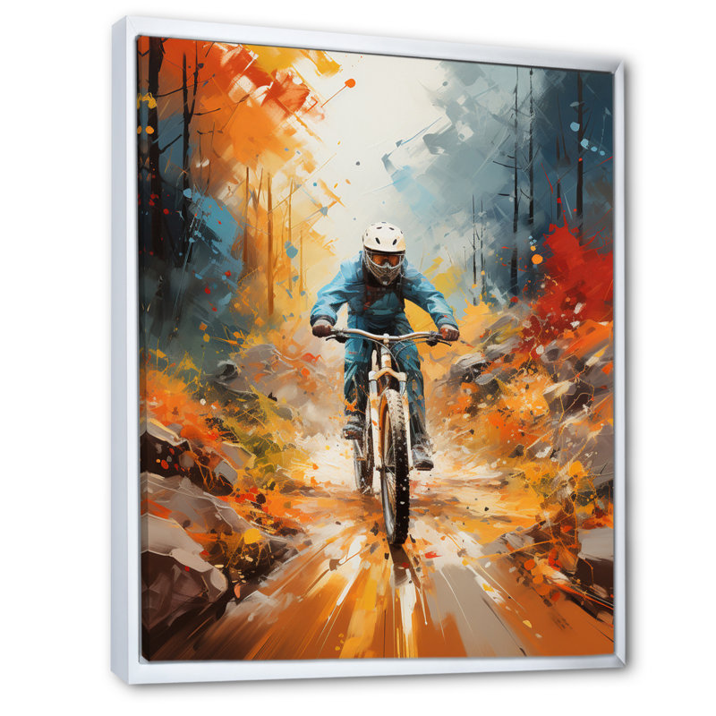 Coran Bicycle Abstract Trails An II, reproduction d'art sur toile, H 32 po x l 16 po x P 1 po, Cadre flottant blanc