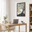Tableau mural sur toile représentant un arbre de style vitrail aux feuilles turquoise et vertes-1463472456