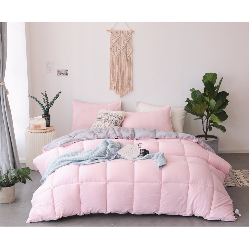Twin Pink and Silver Reversible Microfiber Duvet Set