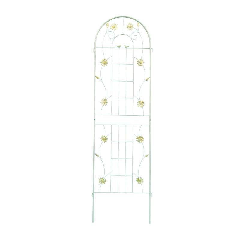 Rustproof Iron Trellis Elegant White Outdoor Garden Decor - Versatile Support For Climbing Plants