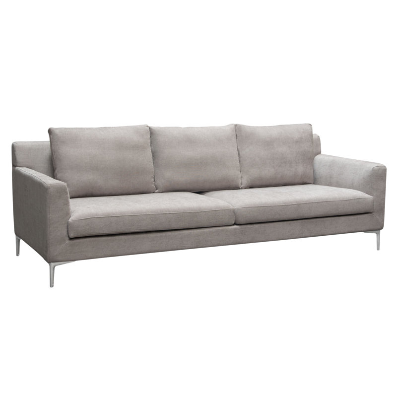 Canapé à accoudoirs carrés de 95 po Seattle, 100 % polyester gris