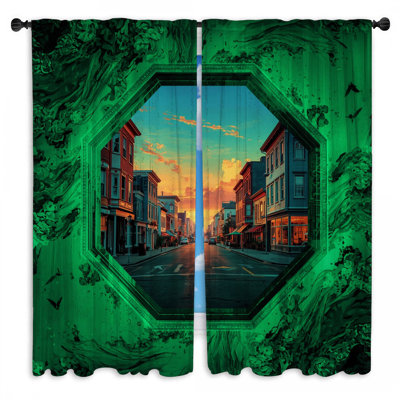 Rideaux de fenêtre Sunset Urban Street transparent et obscurcissant - 2 panneaux