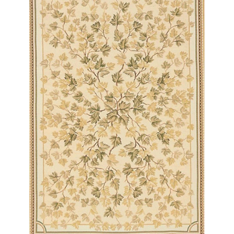 Wool Floral Area Rug, Rectangle 6'3" x 9'
