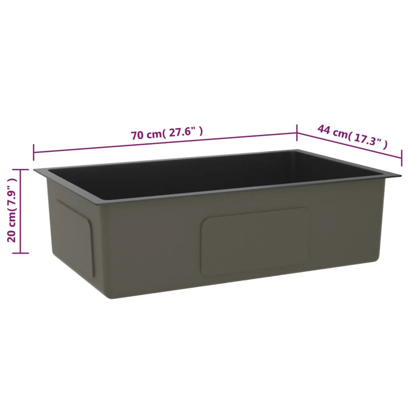 Belfry Kitchen Isidora 440mm W Steel Kitchen Sink, Black