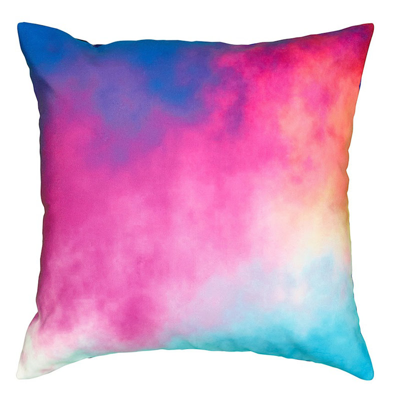 Coussin intérieur / extérieur, Housse de coussin seulement - sans coussin, Rose / mauve / bleu abstrait