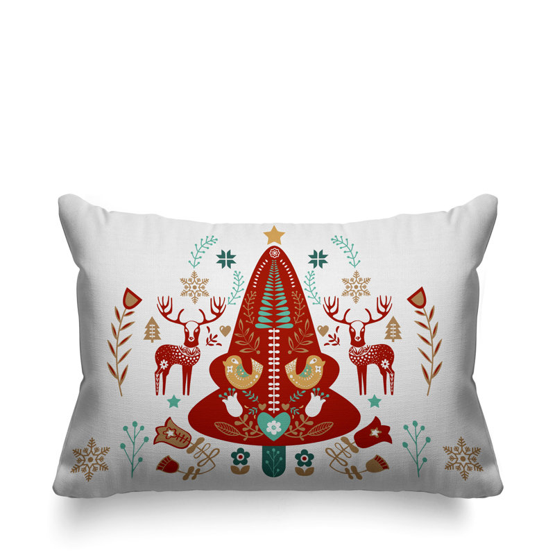 Coussin intérieur / extérieur Scandinavian Christmas Tree, Rouge