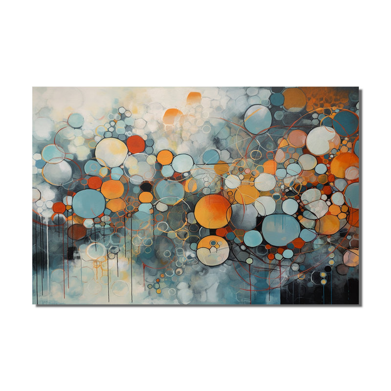 Illusions géométriques orange et bleues - impressions sur toile géométriques modernes