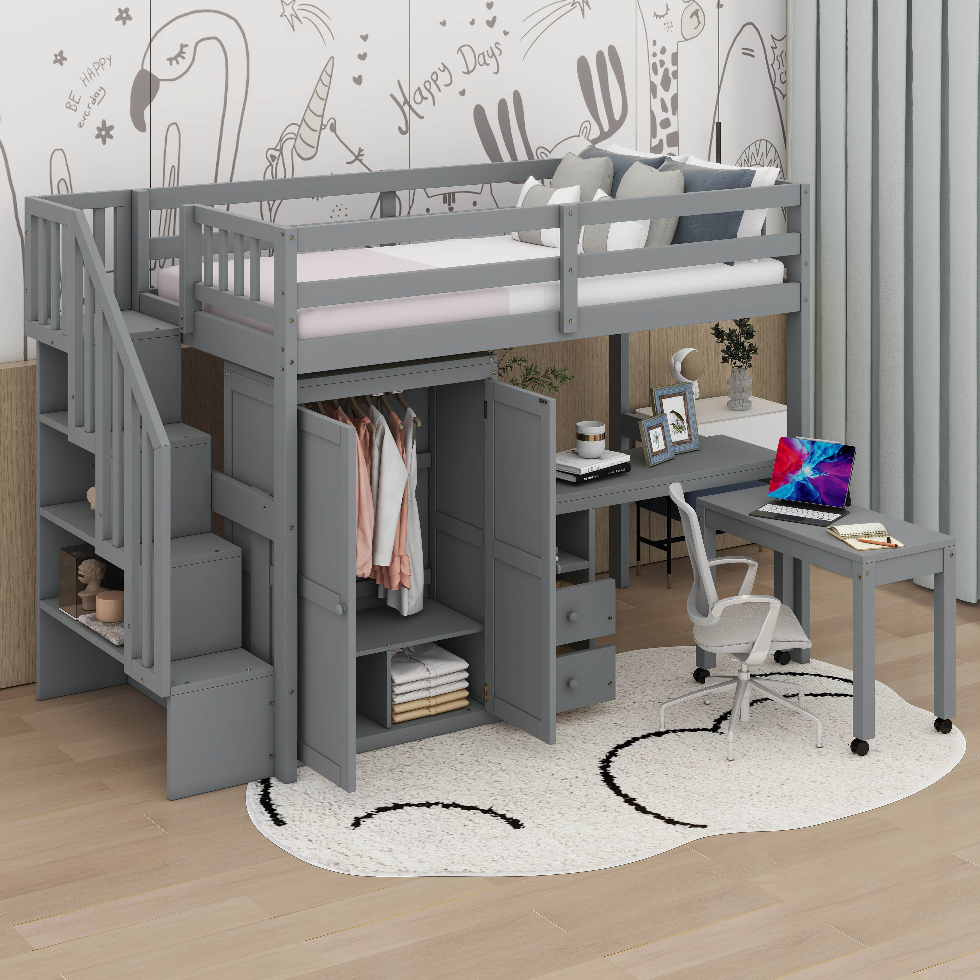 Loft Bed With Stairs And Desk