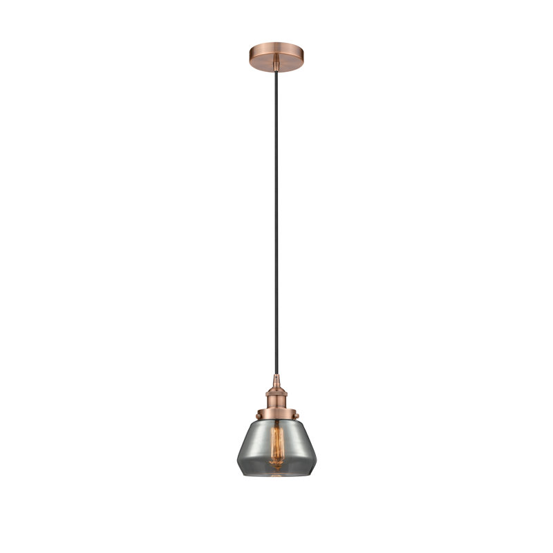 Luminaire suspendu conique à 1 lumière Cahn, Brun, Cuivre antique