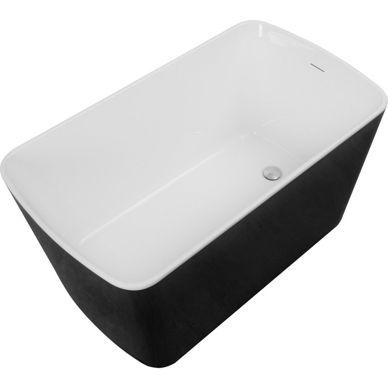 49'' Acrylic Freestanding Soaking Bathtub, Black