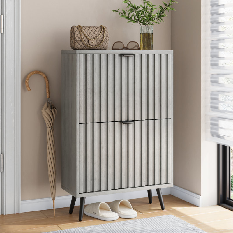 12 Pair Shoe Storage Cabinet, 94 cm H x 60 cm W x 24 cm D, Grey