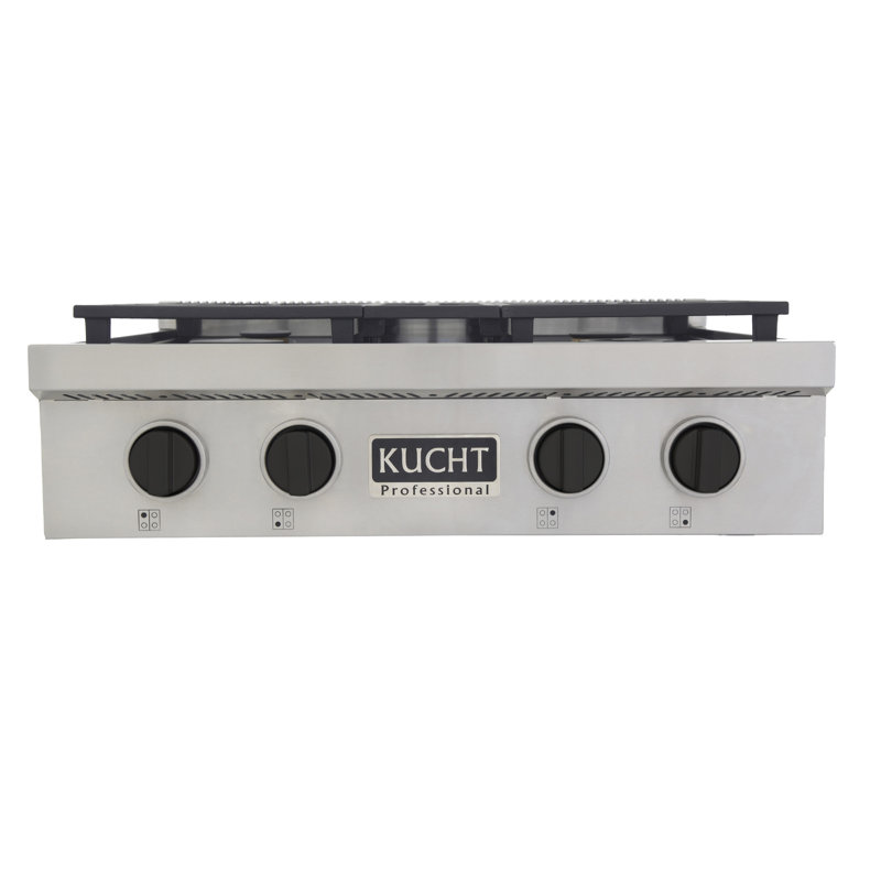 KUCHT Professional 30 in. Propane Gas Range Top with Sealed Burners in Stainless Steel with Tuxedo Black Knobs, Tuxedo Black