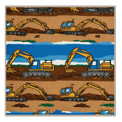 Machine Washable Transportation Brown Area Rug