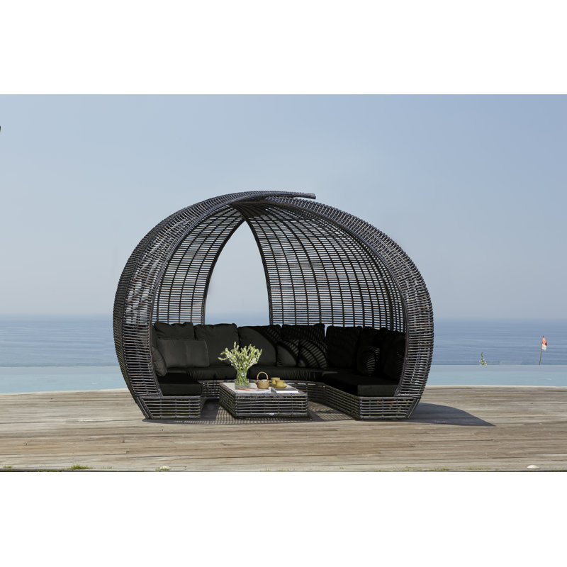 Sparta Outdoor 8 - Seat Patio Sectional, Canvas Canvas Sunbrella® Canvas, Black Mushroom