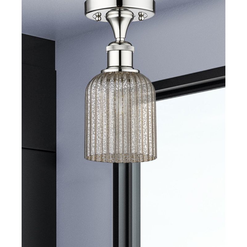 Edison - Adriena - Plafonnier semi-encastré 5 "1 lumière, Chrome poli, Metallic Grey