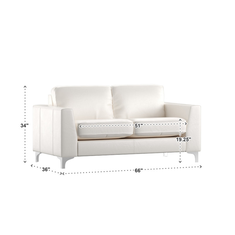Causeuse à accoudoirs carrés en cuir Shupe, Cuir assorti blanc
