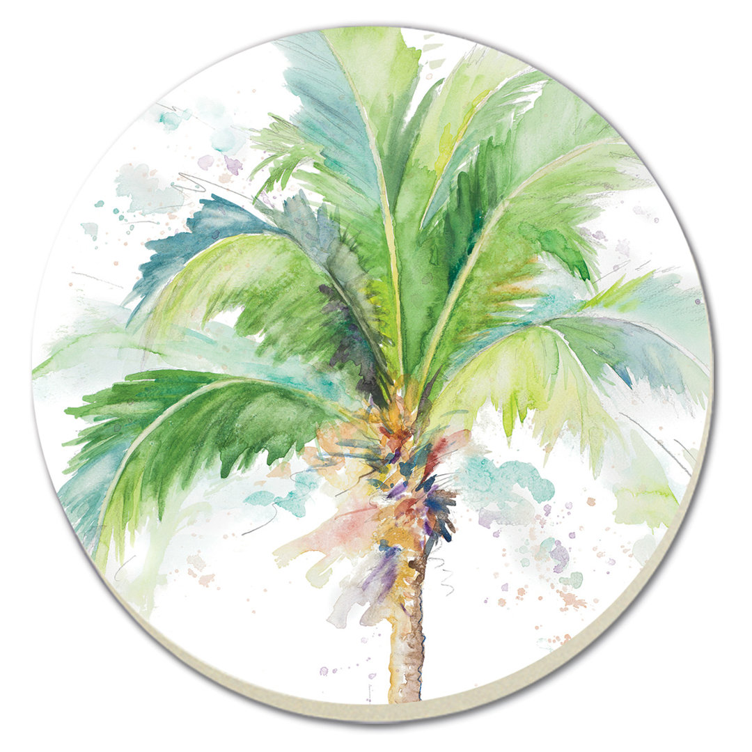 Stoneware Round 4 Piece Coaster Set (Set of 4) Bay Isle Home™