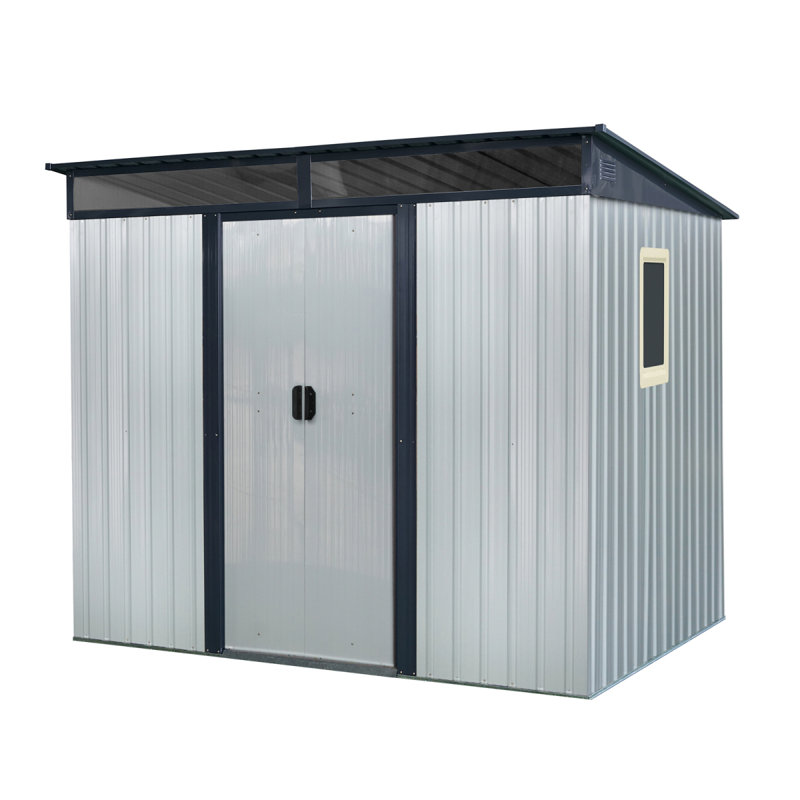 8 X 6 Ft Resin Outdoor Storage Shed Waterproof Shed With Floor & Two Windows & Lockable Door, Tool Shed For Garden, Patio, Backyard,Gray