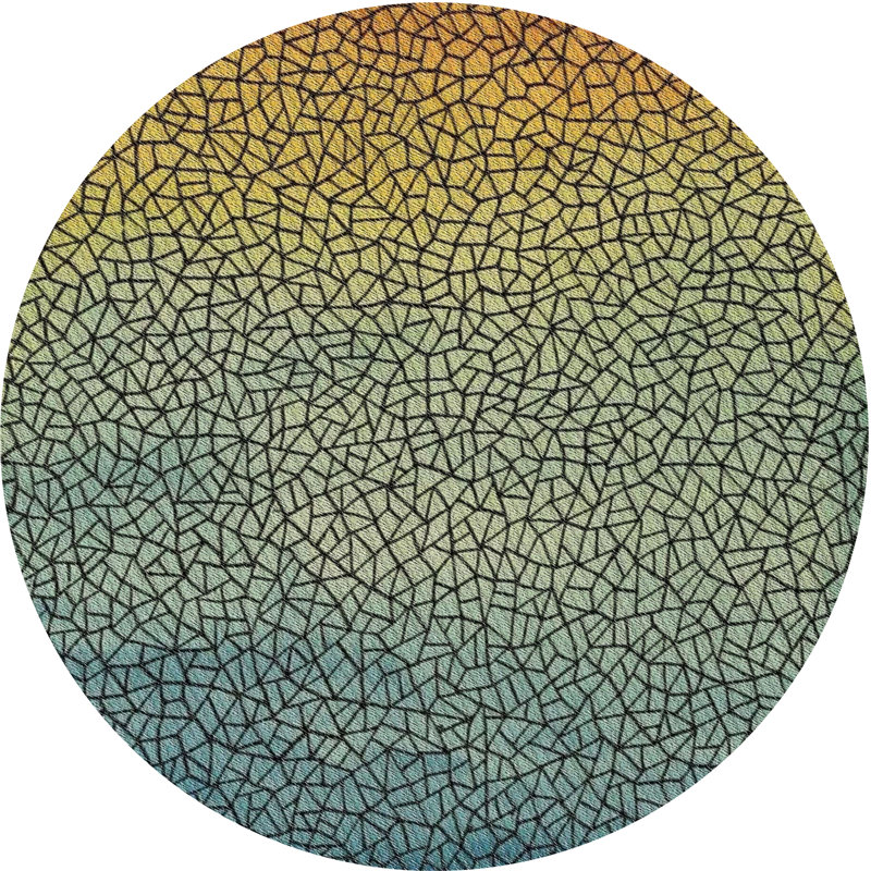Jaune/bleu/vert/Tapis décoratif, Rond 6 pi