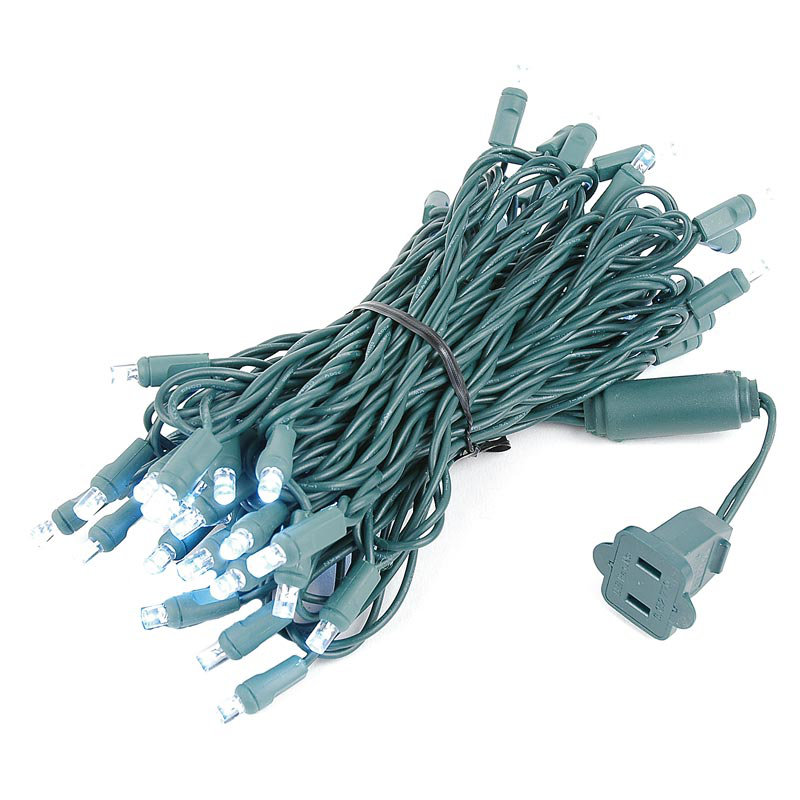 Outdoor 50 - Bulb 11'' Plug-in LED Wide Angle LED String Light, Pure White, Green