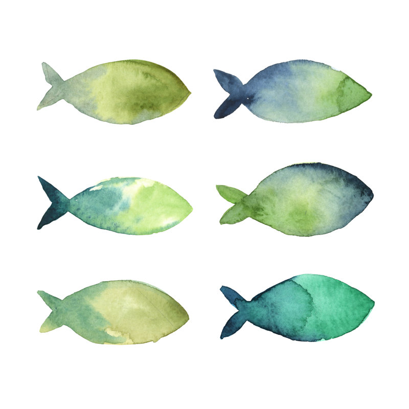 Poisson vert et bleu Zaaki par Katbuslaeva, H 12 po x l 12 po