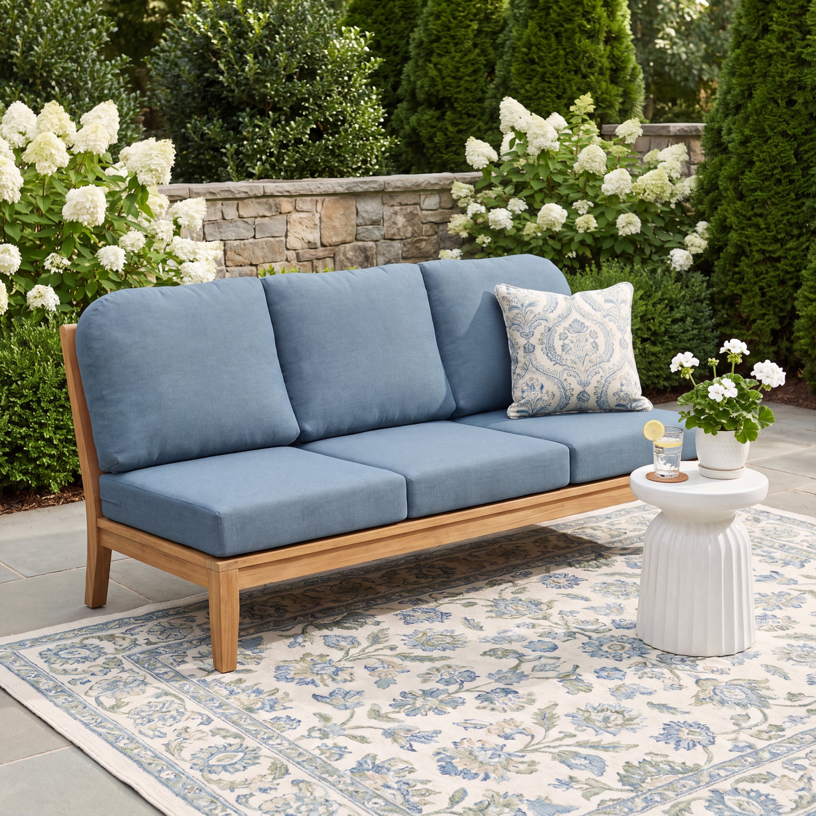 22" Sunbrella® Sofa Seat and Back Cushion, Spectrum Denim Sunbrella® Plainweave