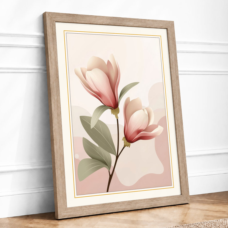 Magnolia Bloom Botanical - Print, A2 - 59.4 x 42.0 cm, Oak