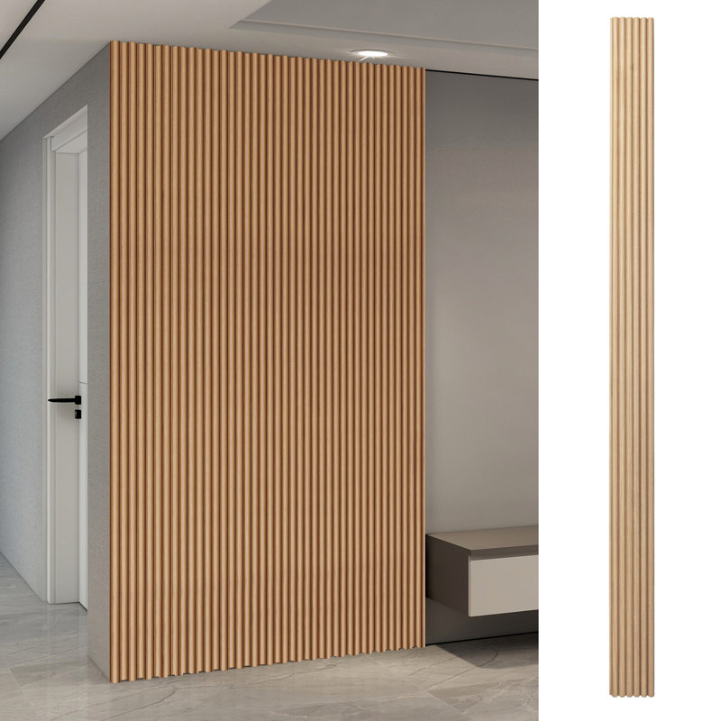 4PCS 103,94 "x 5,71" Panneaux muraux en bois demi-cercle cannelé, panneau mural 3D pour décoration murale intérieure (16,48 pieds carrés / Caisse)
