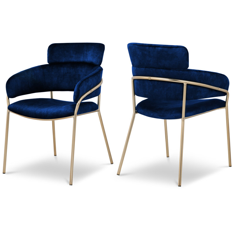 Yara Velvet Dining Chair, Navy Velvet