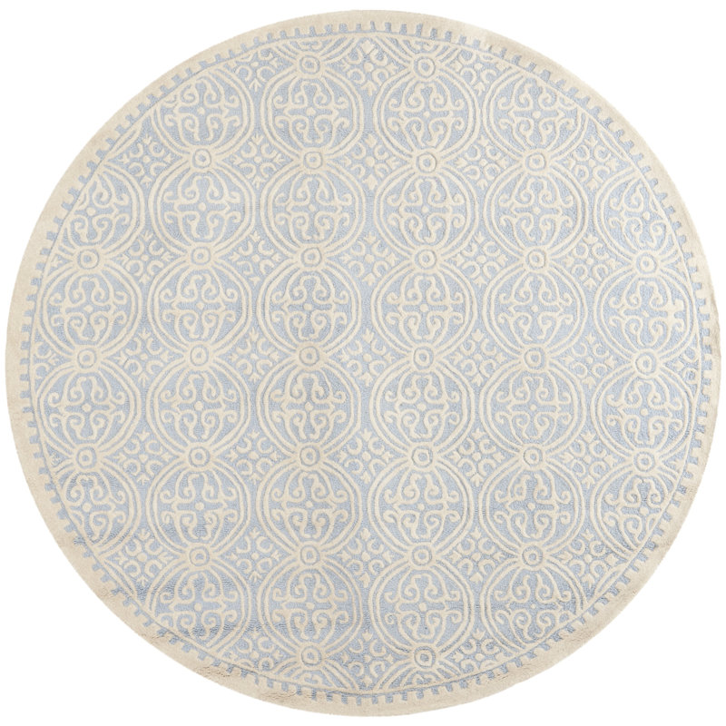 Tapis géométrique en laine touffeté à la main Sadik, Rond 6 pi