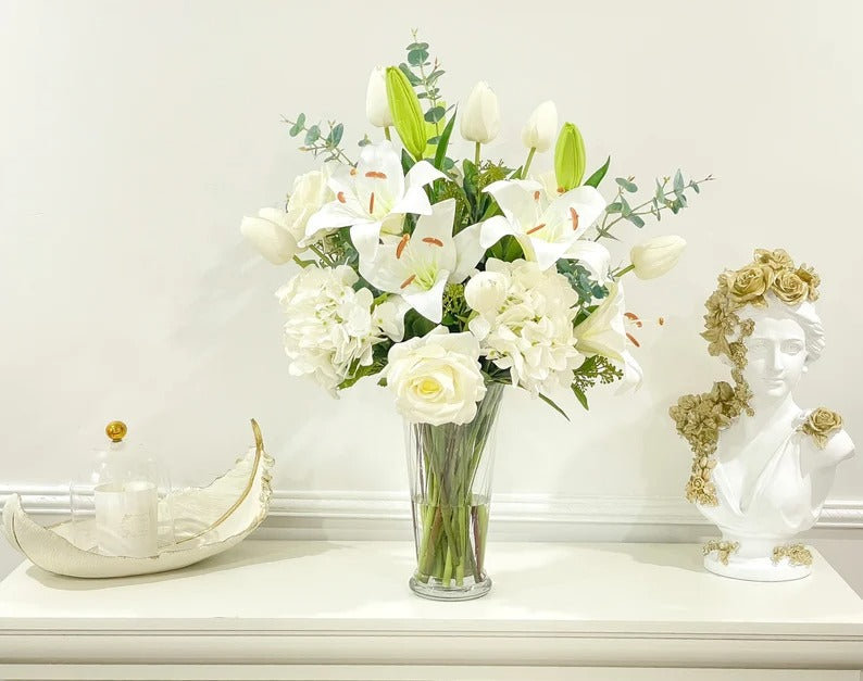 Lilies Real Touch Artificial Flowers in Vase