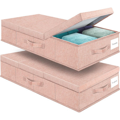Underbed Storage Containers Bin With Lids (Set Of 2) Large Under Bed Storage Organizer Box With Handle, Foldable Under The Storage Bags For Organizing Clothes, Shoes, Blankets, Pillows-