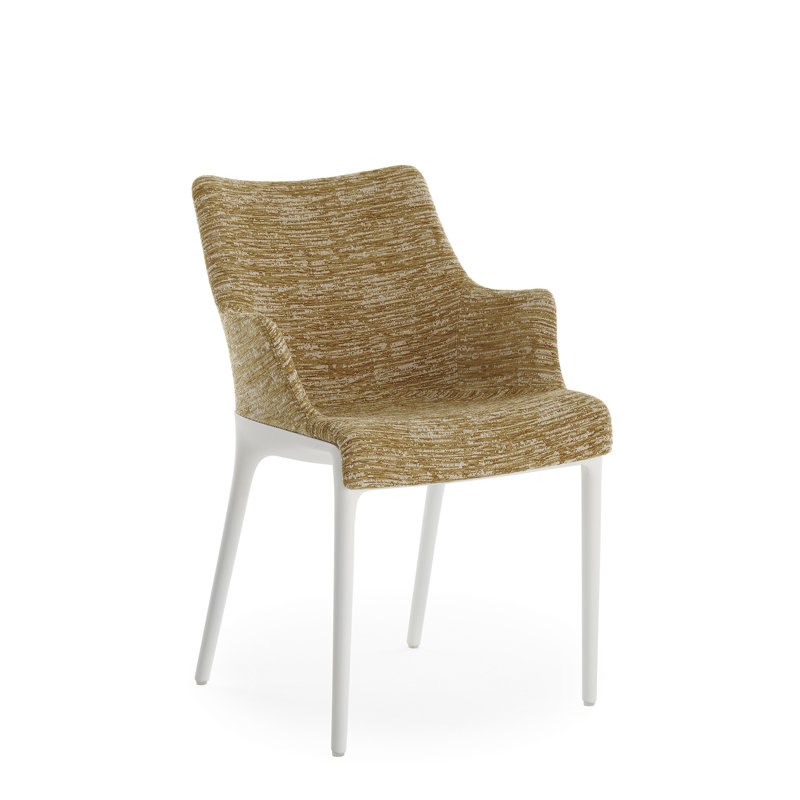 Eleganza Upholstered Dining Chair, White, Mustard