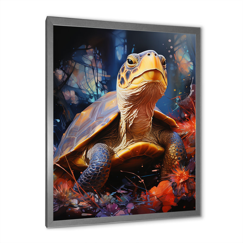 Voyage expressionniste sur toile, Cadre simple argenté, H 44 po x l 34 po x P 1,5 po