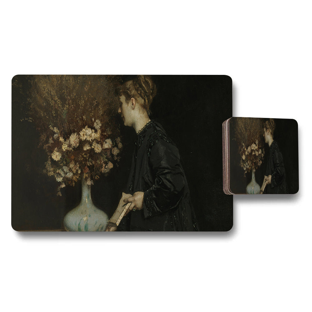 Fine Art Placemat And Coaster Set Featuring Classic Portrait Painting
