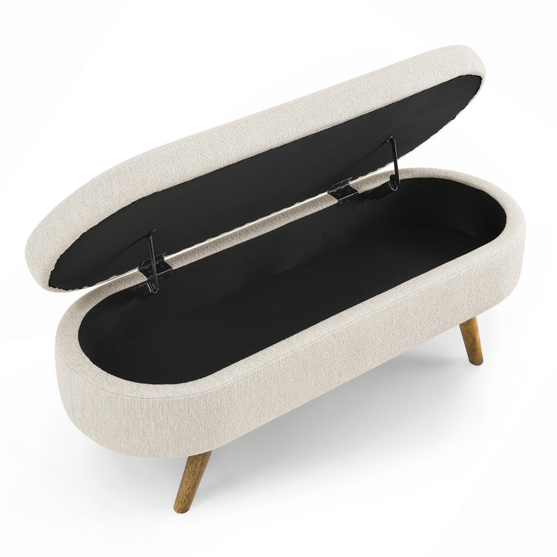 Maly Upholstered 2-Seater Storage Bench,entryway bench,bedroom bench, Beige