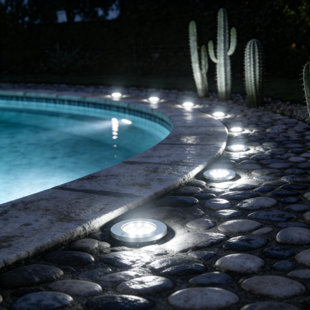 Solar Ground Lights 8 LED Garden Waterproof Disk Light Outdoor Pathway Light for Lawn Deck Walkway (Set of 8)