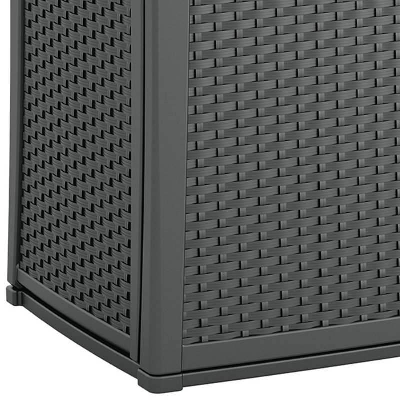 Cool Gray Lockable Wicker Plastic Outdoor 2-Door Cabinet