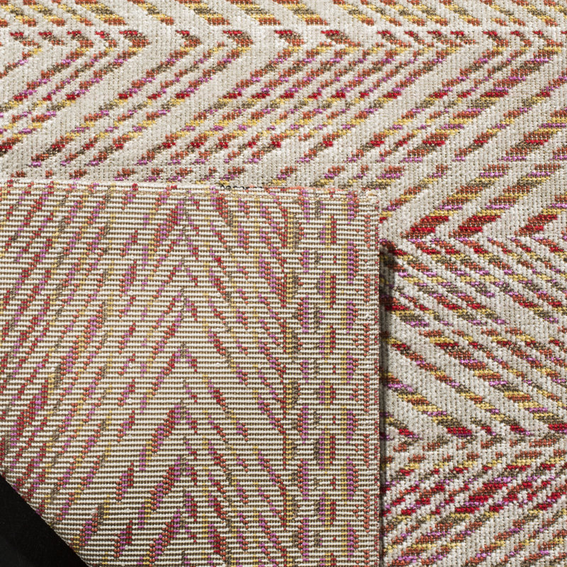 Sage Hooked Pink/White Indoor/Outdoor Rug, Rectangle 155 x 229 cm