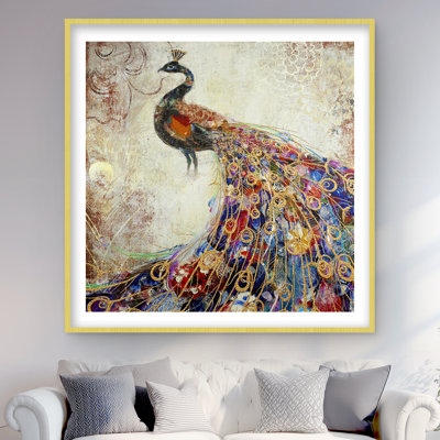 Majestic Peacock - reproduction encadrée avec passe-partout pour la décoration intérieure