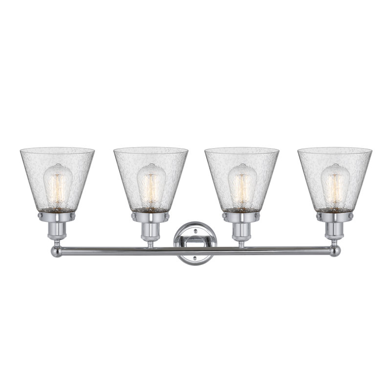Éclairage pour meuble-lavabo de salle de bain 4 lumières Edison Cone, Chrome poli, Mercure