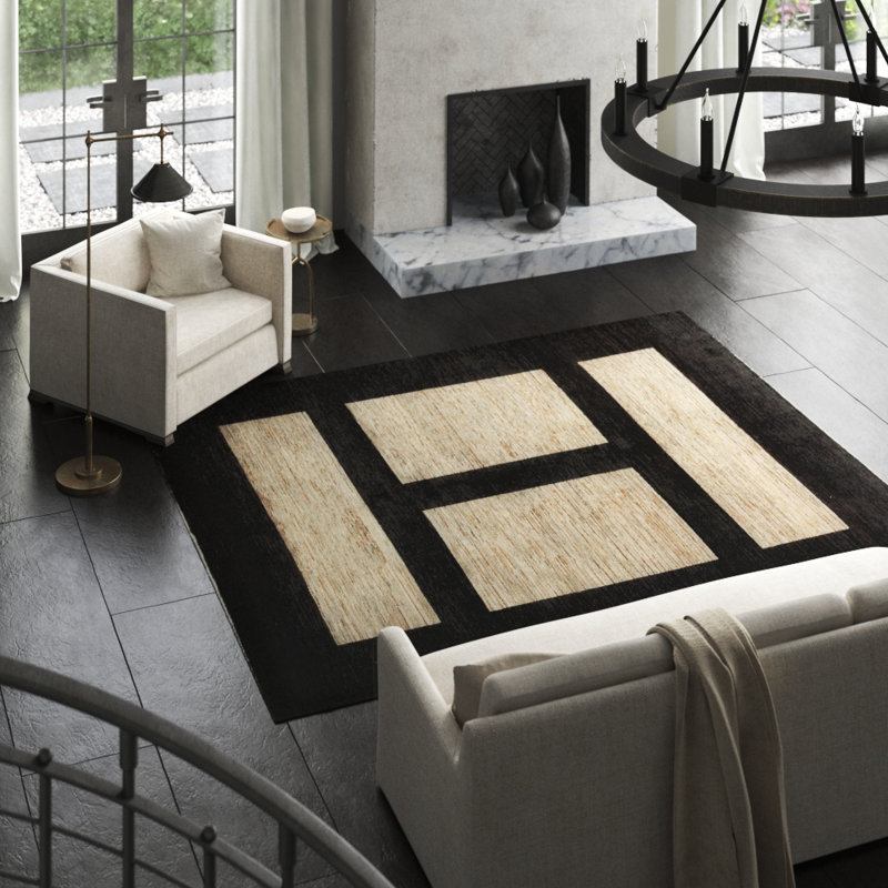 Hand-Knotted High-Quality Beige and Brown Area Rug