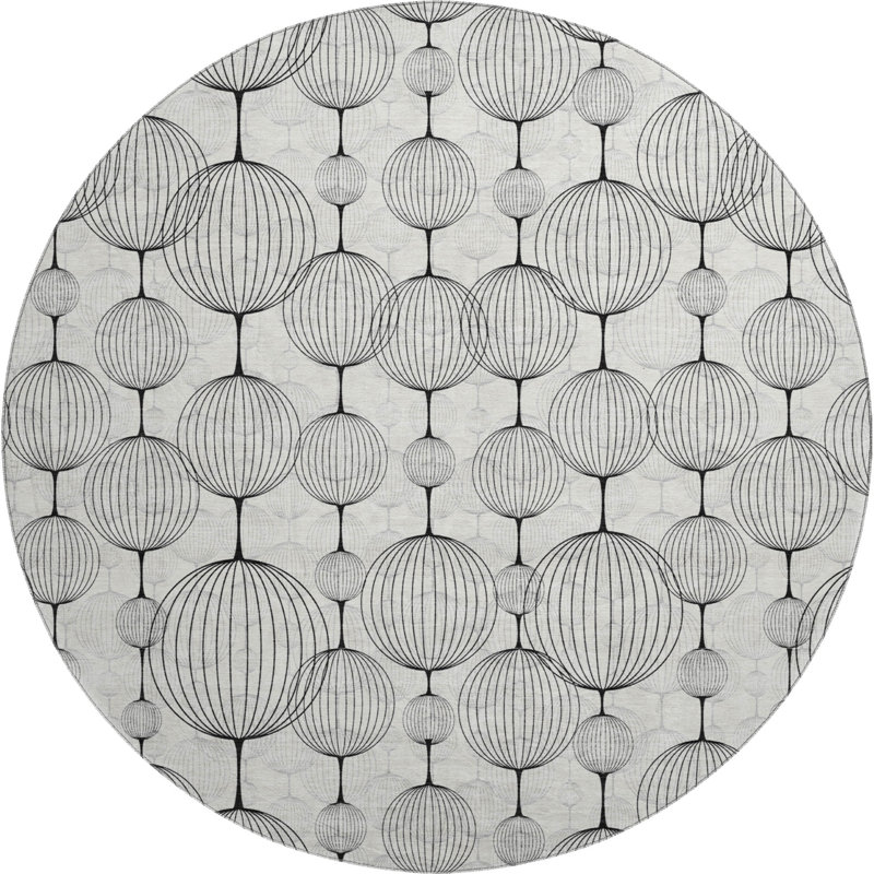 Premium Machine Washable Prisco Graphite Rug, Round 8'