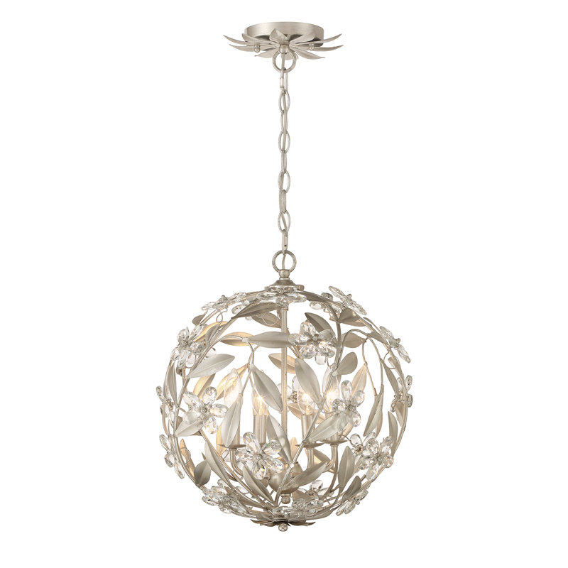 Luminaire suspendu antique 6 lumières Meyah, Argent argent