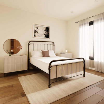 Lucia Complete Bed with Metal Profile & Platform (Wood Slats)