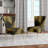Upholstered Floral Side Chair - Modern floral Accent Chair-90396915